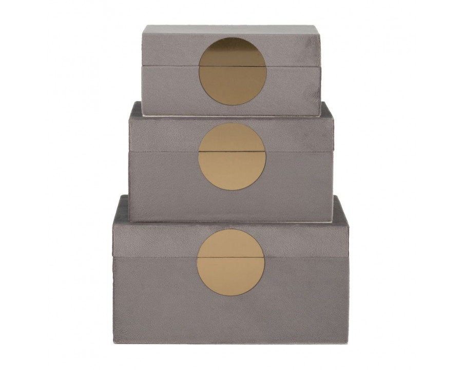 Sagebrook 7"/8"/9" Velveteen Jewelry Box (Set Of 3) - Gray