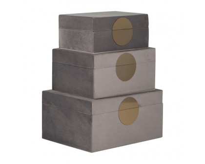 Sagebrook 7"/8"/9" Velveteen Jewelry Box (Set Of 3) - Gray