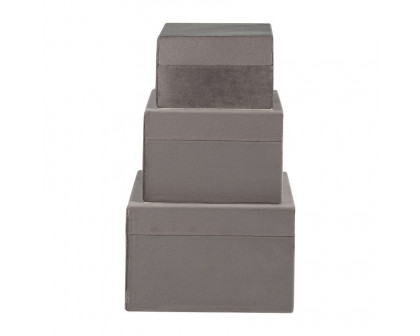 Sagebrook 7"/8"/9" Velveteen Jewelry Box (Set Of 3) - Gray