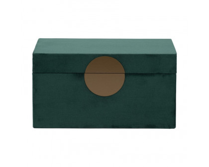 Sagebrook 7"/8"/9" Velveteen Box With Round Medallion (Set Of 3) - Green