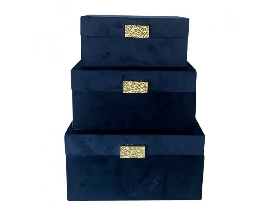 Sagebrook 7"/8"/9" Velveteen Jewelry Box (Set Of 3)