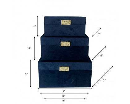 Sagebrook 7"/8"/9" Velveteen Jewelry Box (Set Of 3)