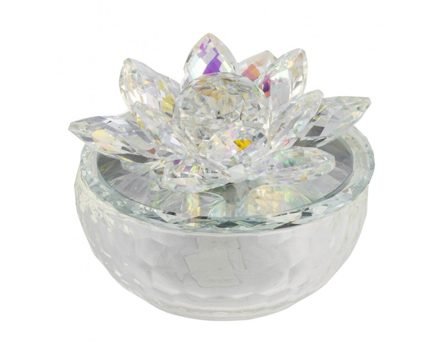 Sagebrook 5" Crystal Lotus Trinket Jar