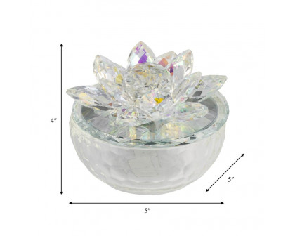 Sagebrook 5" Crystal Lotus Trinket Jar - Rainbow