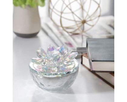 Sagebrook 5" Crystal Lotus Trinket Jar - Rainbow