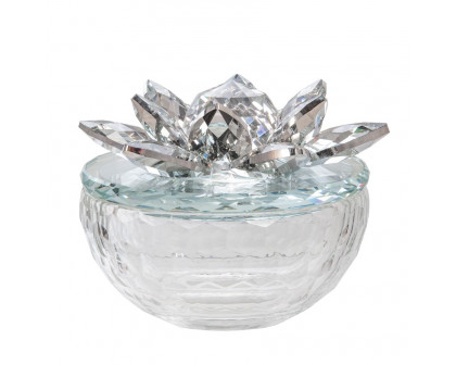 Sagebrook 5" Crystal Lotus Trinket Jar