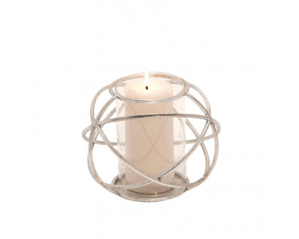 Sagebrook 6" Orb Candle Holders (Set Of 2) - Silver