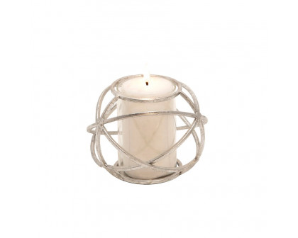 Sagebrook 6" Orb Candle Holders (Set Of 2) - Silver