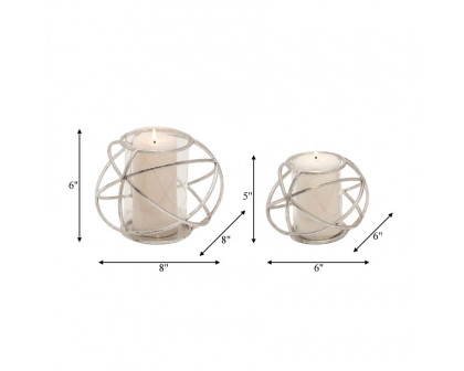 Sagebrook 6" Orb Candle Holders (Set Of 2) - Silver