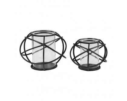 Sagebrook 6" Orb Candle Holders (Set Of 2) - Black