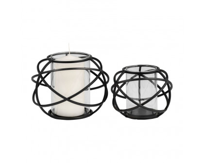 Sagebrook 6" Orb Candle Holders (Set Of 2) - Black