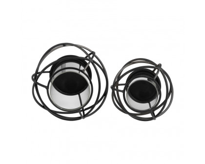 Sagebrook 6" Orb Candle Holders (Set Of 2) - Black