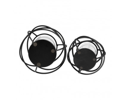 Sagebrook 6" Orb Candle Holders (Set Of 2) - Black