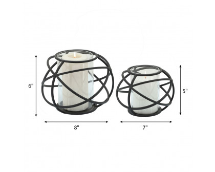 Sagebrook 6" Orb Candle Holders (Set Of 2) - Black