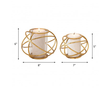 Sagebrook 6" Orb Candle Holders (Set Of 2) - Gold