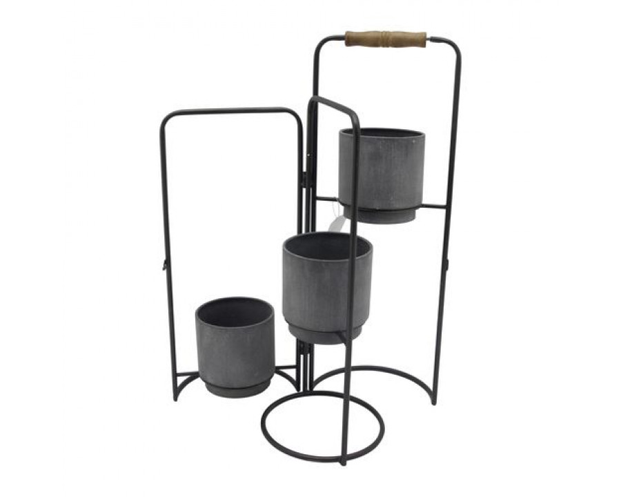 Sagebrook 22" Metal 3-Tier Foldable Planters - Black