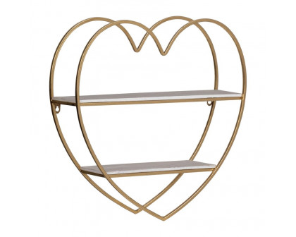 Sagebrook Metal/Wood 2 Tier Heart Wall Shelf