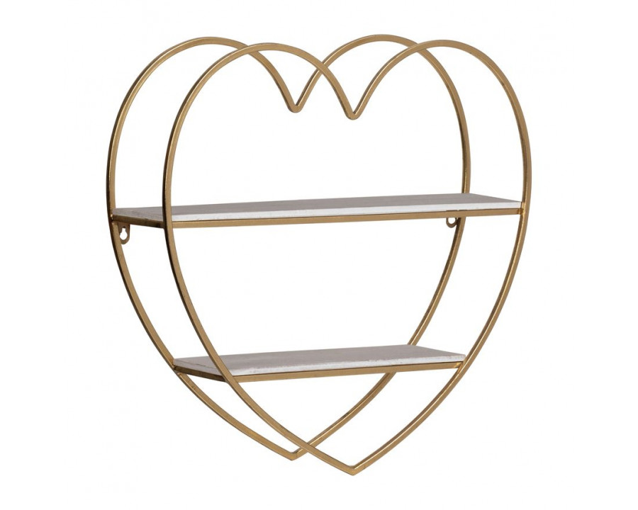 Sagebrook - Metal/Wood 2 Tier Heart Wall Shelf