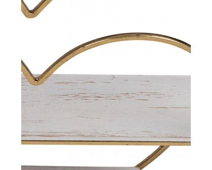 Sagebrook Metal/Wood 2 Tier Heart Wall Shelf - White/Gold