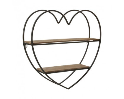 Sagebrook Metal/Wood 2 Tier Heart Wall Shelf