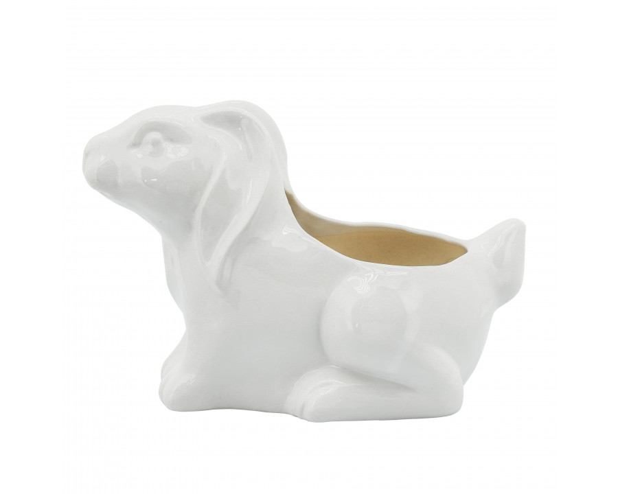 Sagebrook 7" Rabbit Planter - White