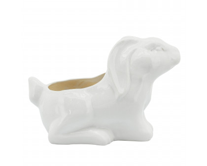 Sagebrook 7" Rabbit Planter - White