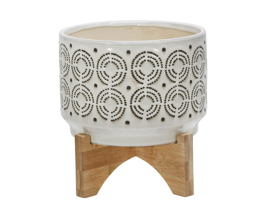 Sagebrook 7" Ceramic Diamond Planter On Stand