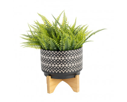 Sagebrook 7" Abstract Planter On Stand - Black