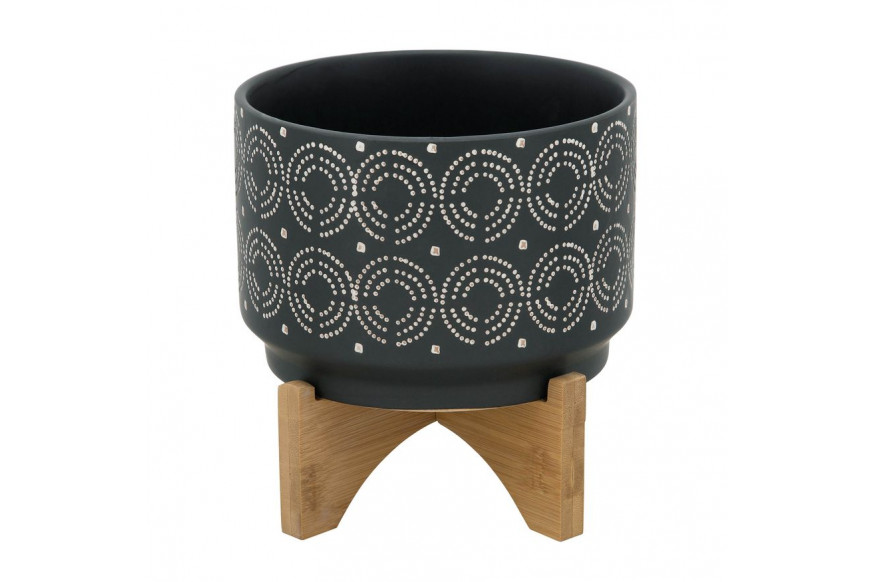 Sagebrook™ 7" Swirl Planter On Stand - Black