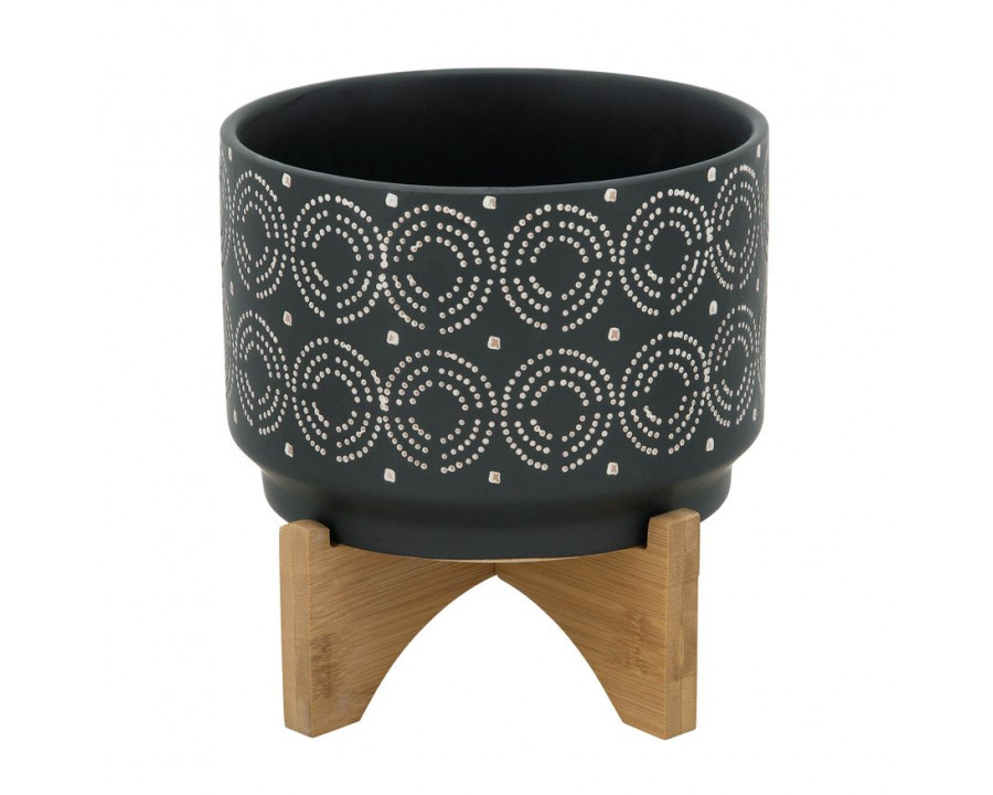 Sagebrook 7" Swirl Planter On Stand - Black