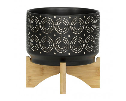 Sagebrook™ 7" Swirl Planter On Stand - Black