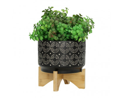 Sagebrook™ 7" Swirl Planter On Stand - Black