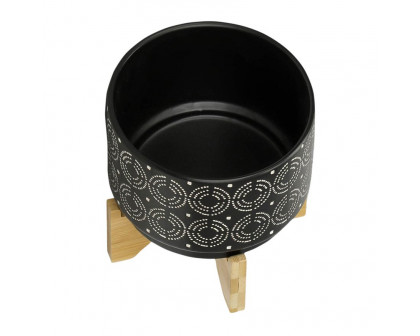 Sagebrook™ 7" Swirl Planter On Stand - Black