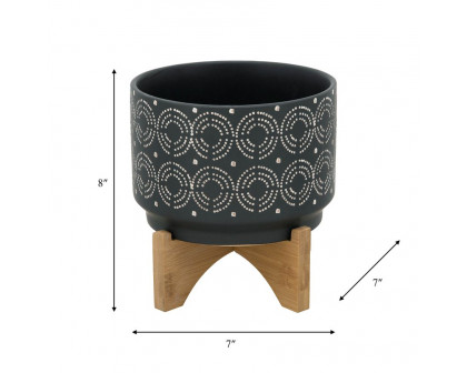 Sagebrook™ 7" Swirl Planter On Stand - Black