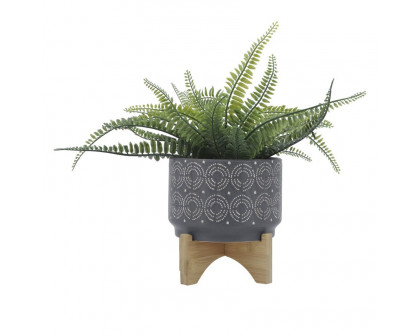 Sagebrook™ 7" Swirl Ceramic Planter On Stand - Gray