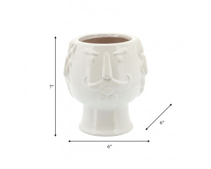 Sagebrook 6" Grandpa Face Planter - White