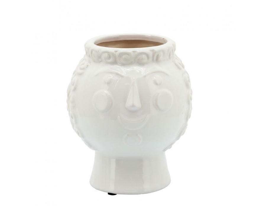 Sagebrook 6" Grandma Face Planter - White