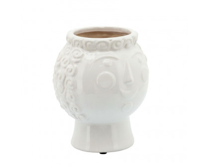 Sagebrook 6" Grandma Face Planter - White