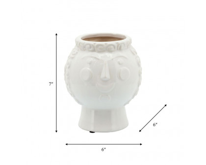 Sagebrook 6" Grandma Face Planter - White