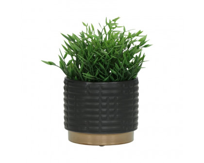 Sagebrook 6"/8" Maze Metallic Planters (Set Of 2) - Black