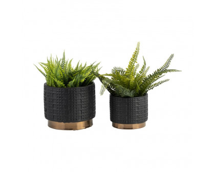 Sagebrook 6"/8" Mesh Metallic Planters (Set Of 2) - Black