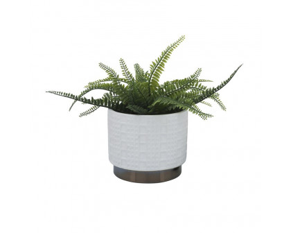 Sagebrook 6"/8" Mesh Metallic Planters (Set Of 2) - White