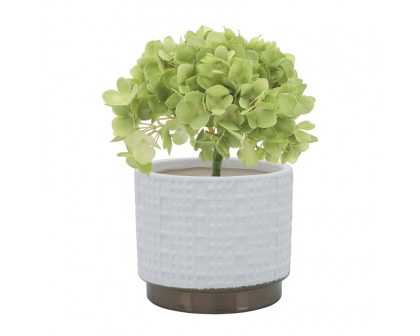 Sagebrook 6"/8" Mesh Metallic Planters (Set Of 2) - White