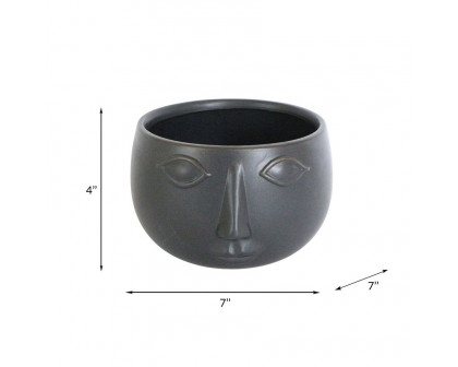 Sagebrook 7" Ceramic Face Planter - Matte Black