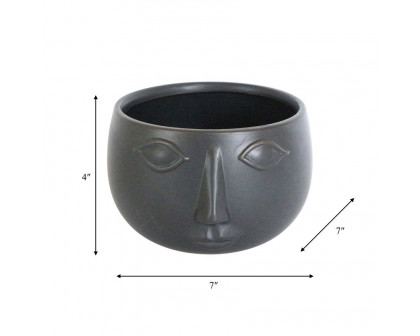 Sagebrook 7" Ceramic Face Planter - Matte Black