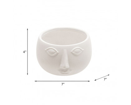 Sagebrook 7" Ceramic Face Planter - Matte White