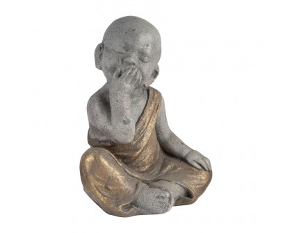 Sagebrook 12" Polyresin No Speak Baby Monk - Gray/Gold