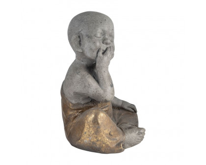 Sagebrook 12" Polyresin No Speak Baby Monk - Gray/Gold