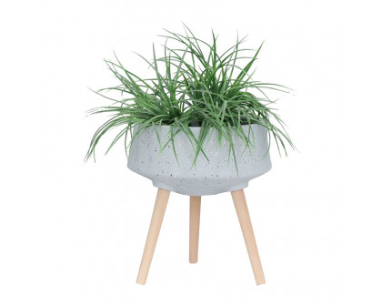 Sagebrook™ 11"/15" Terrazzo Planters With Wood Legs (Set Of 2) - Gray