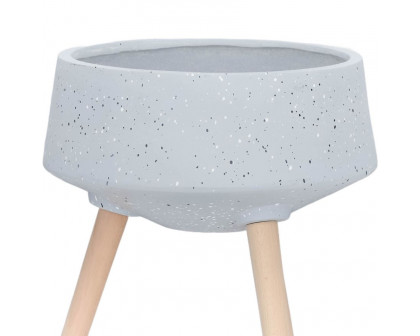 Sagebrook™ 11"/15" Terrazzo Planters With Wood Legs (Set Of 2) - Gray